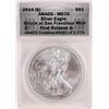 Image 1 : 2014-(S) $1 American Silver Eagle Coin ANACS MS70 First Release