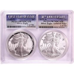 1986-S & 2016-W $1 Proof American Silver Eagle Coin Set PCGS PR70DCAM