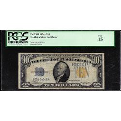 1934A $10 North Africa Silver Certificate Note Fr.2309 PCGS Fine 15