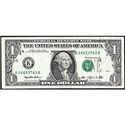 1993 $1 Federal Reserve Printing Shift ERROR Note