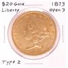 Image 1 : 1873 $20 Open 3 Type 2 Liberty Head Double Eagle Gold Coin