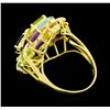 Image 3 : 14KT Yellow Gold Ladies 10.00 ctw Multi-Color Semi-Precious Gemstone and Diamond Ring