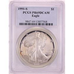 1991-S Proof $1 American Silver Eagle Coin PCGS PR69DCAM
