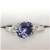 Image 1 : 10K White Gold Tanzanite(0.95ct) Diamond(0.06ct) Ring (~Size 6)(Ring is resizable for $40) (~weight 