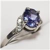 Image 2 : 10K White Gold Tanzanite(0.95ct) Diamond(0.06ct) Ring (~Size 6)(Ring is resizable for $40) (~weight 
