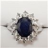 Image 1 : Silver Rhodium Plated Sapphire(4ct) Ring (~Size 9)(Ring is resizable for $40) (~weight 6.9g), Sugges