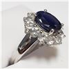 Image 2 : Silver Rhodium Plated Sapphire(4ct) Ring (~Size 9)(Ring is resizable for $40) (~weight 6.9g), Sugges