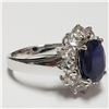 Image 3 : Silver Rhodium Plated Sapphire(4ct) Ring (~Size 9)(Ring is resizable for $40) (~weight 6.9g), Sugges