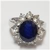 Image 4 : Silver Rhodium Plated Sapphire(4ct) Ring (~Size 9)(Ring is resizable for $40) (~weight 6.9g), Sugges