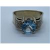 Image 1 : 14K RING WITH BLUE TOPAZ AND DIAMONDS