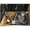 Image 2 : 2 BINS OF ASSORTED BIKE FRAMES, WHEELS & PARTS (WIRE BIN NOT INCLUDED)