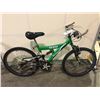 Image 1 : 2 BIKES - GREEN RALEIGH 21-SPEED FULL SUSPENSION MOUNTAIN BIKE, BLUE CCM 21-SPEED FULL SUSPENSION