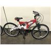 Image 1 : 2 BIKES - RED INFINITY 21-SPEED FULL SUSPENSION MOUNTAIN BIKE, BLUE TRIUMPH 15-SPEED MOUNTAIN BIKE