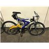 Image 1 : 3 BIKES - BLUE HOOLIGAN 21-SPEED FULL SUSPENSION MOUNTAIN BIKE, BLUE HUFFY 18-SPEED MOUNTAIN BIKE,