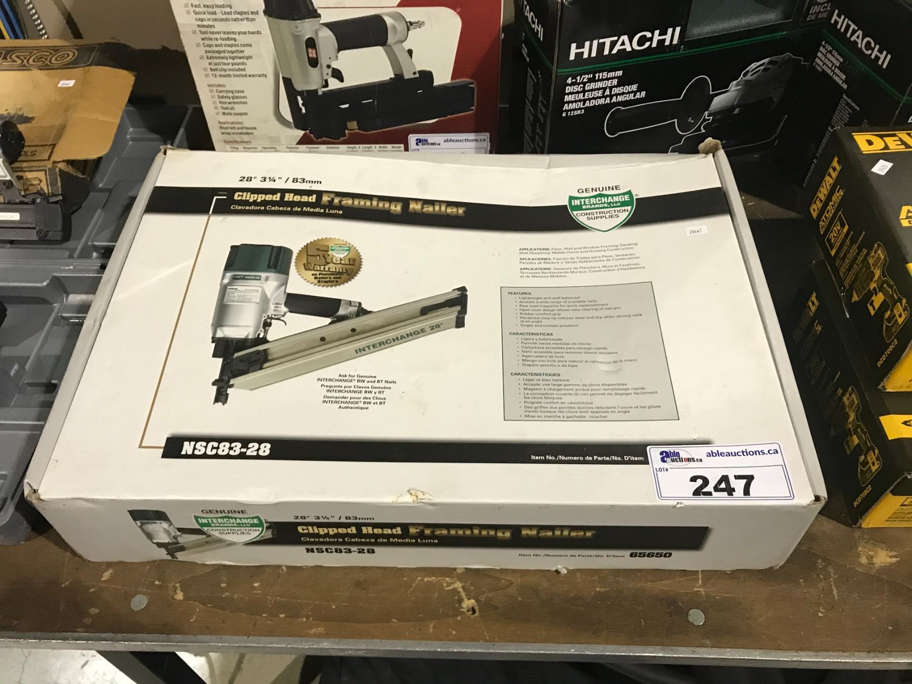 INTERCHANGE BRANDS NSC83 28 3 4 PNEUMATIC FRAMING NAIL GUN Able Auctions interchange-brands-nsc83-28-3-4-pneumatic-framing-nail-gun-able-auctions