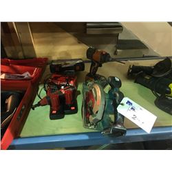 MAKITA CORDLESS SKIL SAW & MILWAUKEE CHARGER  & BATTERIES AND MORE