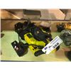Image 1 : 2 CORDLESS DEWALT RECIPROCATING SAWS WITH BATTERIES AND MASTERCRAFT CORDED GRINDER