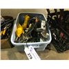 Image 1 : TOTE OF ASSORTED HAND TOOLS, ROPE  & SAWS AND MORE
