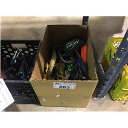 BOX OF ASSORTED HAND TOOLS BOLT CUTTERS & CRESCENT WRENCHES AND MORE