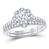 Image 1 : Round Diamond Bridal Wedding Ring Band Set 1 Cttw 14kt White Gold - REF-153W5K