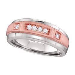 Mens Round Diamond Wedding Band Ring 1/4 Cttw 10kt Two-tone Gold - REF-36X5A