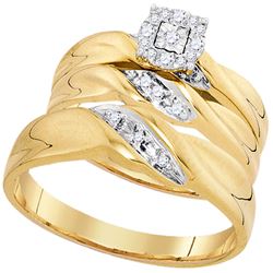 His Hers Round Diamond Matching Wedding Set 1/8 Cttw 10kt Yellow Gold - REF-30R9X