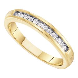 Womens Round Diamond Single Row Band Ring 1/8 Cttw 10kt Yellow Gold - REF-13F9W