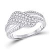 Image 1 : Womens Round Diamond Crossover Fashion Ring 1/2 Cttw 10kt White Gold - REF-29H5R