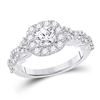 Image 1 : Round Diamond Halo Bridal Wedding Engagement Ring 1-1/2 Cttw 14kt White Gold - REF-274K5Y