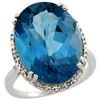 Image 1 : 13.71 CTW London Blue Topaz & Diamond Ring 10K White Gold - REF-54R3H