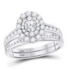 Image 1 : Round Diamond Bridal Wedding Ring Band Set 1 Cttw 14kt White Gold - REF-82H9R