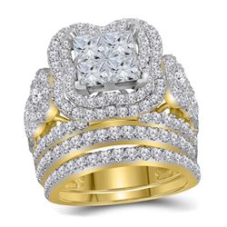Princess Diamond Bridal Wedding Ring Band Set 5 Cttw 14kt Yellow Gold - REF-412F9W