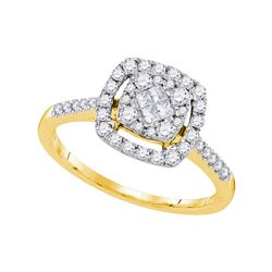 Princess Diamond Cluster Bridal Wedding Engagement Ring 1/2 Cttw 14kt Yellow Gold - REF-43Y5N