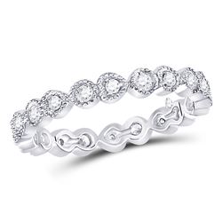Womens Round Diamond Heart Eternity Band Ring 3/8 Cttw 10kt White Gold - REF-32W5K