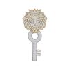 Image 1 : Mens Round Diamond King Lion Crown Key Charm Pendant 1-5/8 Cttw 10kt Yellow Gold - REF-80H9R