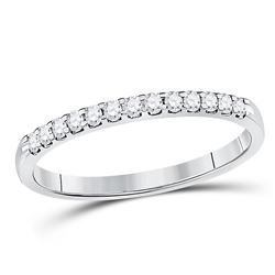 Womens Round Diamond Wedding Single Row Band 1/6 Cttw 14kt White Gold - REF-16R9X