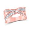 Image 1 : Womens Round Diamond Beaded Crossover Band Ring 1/3 Cttw 14kt Rose Gold - REF-34N9F