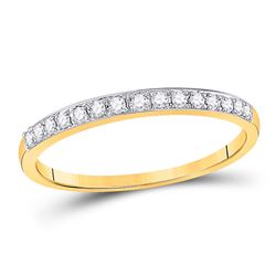 Womens Round Prong-set Diamond Slender Band 1/8 Cttw 14kt Yellow Gold - REF-20K5Y