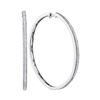 Image 1 : Womens Round Diamond Slender Large Milgrain Hoop Earrings 1/3 Cttw 10kt White Gold - REF-36K9Y