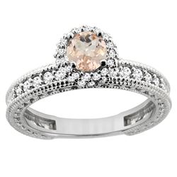 0.79 CTW Morganite & Diamond Ring 14K White Gold - REF-67Y3V