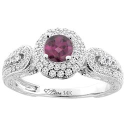 1.10 CTW Rhodolite & Diamond Ring 14K White Gold - REF-89W3F