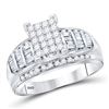 Image 1 : 1 CTW Princess Diamond Cluster Bridal Wedding Engagement Ring 14kt White Gold - REF-81M7F