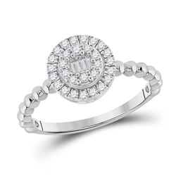 1/4 CTW Womens Baguette Diamond Circle Cluster Ring 10kt White Gold - REF-27V3Y
