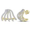 Image 1 : 5/8 CTW Womens Round Diamond Lobe Half Hoop Earrings 10kt Yellow Gold - REF-54V5Y