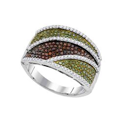 3/4 CTW Womens Round Green Color Enhanced Diamond Cluster Ring 10kt White Gold - REF-68A2M