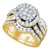 Image 1 : 1 & 3/4 CTW Princess Round Diamond Bridal Wedding Ring 14kt Yellow Gold - REF-177W3H