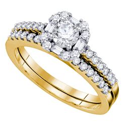 3/4 CTW Round Diamond Slender Halo Bridal Wedding Ring 14kt Yellow Gold - REF-88V5Y