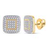 Image 1 : 1/3 CTW Mens Round Diamond Square Earrings 10kt Yellow Gold - REF-36A7M