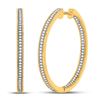 Image 1 : 1/2 CTW Womens Round Diamond Inside Outside Hoop Earrings 10kt Yellow Gold - REF-45Y2N