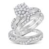 Image 1 : 1 CTW His Hers Round Diamond Cluster Matching Wedding Set 10kt White Gold - REF-87Y2N